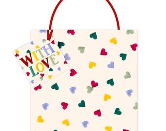 Emma Bridgewater Multi Hearts Small Bag -  Size: 130 x 130 x 70mm ribbon