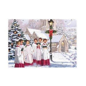 Dorpskoor Medici Adventskaart 151 x 203 mm met envelop en 24 kleine deurtjes om te openen