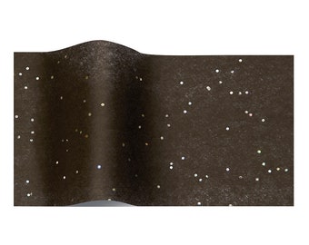 May include: A sheet of brown tissue paper with a subtle shimmer, featuring a scattered pattern of iridescent dots.
