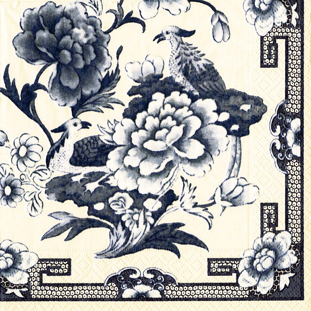 Caspari Shell Toile Servietten – Quadratisch, 33 Cm, 3-lagig, Blau, 20 Stück