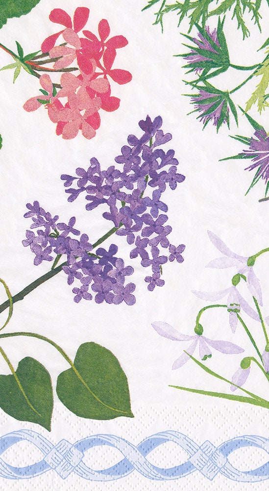 White Mary Delany Floral Caspari Paper Guest Towels 32 by 39 cm 15 Buffet Napkins per Pack