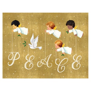Peace Baby Angels di Barbara Schaffer Caspari Christmas Cards 118 mm x 153 mm 5 in una confezione con buste