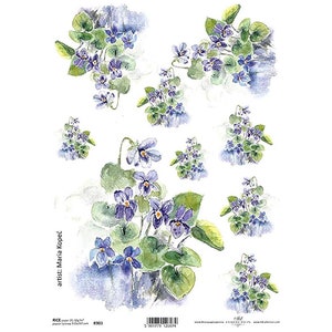 Blauwe Bloemen ITD A4 Rijstpapier Mulberry Papier voor Decoupage 210 x 297 mm Gratis Post in UK
