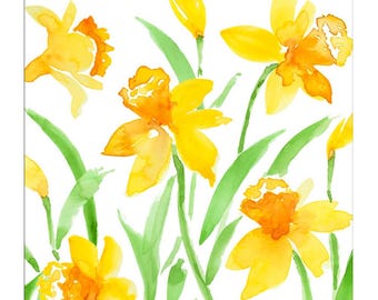 Serwetki koktajlowe papierowe Spring Herald Daffodil Caspari 25 cm, 20 szt., 3-warstwowe