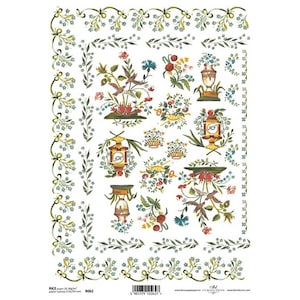 Decoratieve bloemen, vogels, stenen vazen en bloemenmanden ITD A4 Rijstpapier Moerbeipapier voor decoupage 210 x 297 mm Gratis post in VK