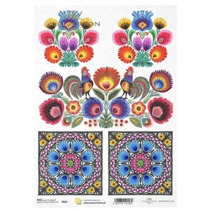 Volksbloemen met hanen en doosbloemen ontwerpen rijstpapier ITD A4 rijstpapier moerbeipapier voor decoupage 210 x 297 mm gratis post in VK