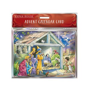 3 Koningen op de Stal Adventskaart 151 x 203 mm met envelop en 24 kleine deurtjes om te openen