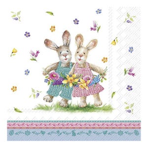 Spring Dance Easter Bunnies IHR Paper Table Napkins 33 cm square 3 ply lunch napkins