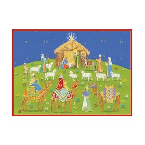 Under A Christmas Sky Caspari Adventskalenderkaart met 24 kleine deurtjes om te openen 18 x 13 cm met envelop