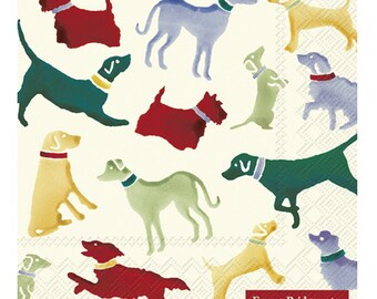 Emma Bridgewater Papierservietten „Dogs In The Woods“ – 20 Stück, 25 X 25 Cm, Dreilagig, Cream
