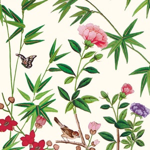 Asciugamani per ospiti in carta Caspari, carta da parati cinese avorio floreale, 32 x 39 cm, 15 tovaglioli per buffet per confezione