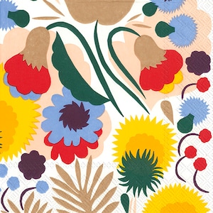 Marimekko PIKKUKELLUKKA Bright Floral Paper Table Napkins 33 cm square 3 ply lunch napkins