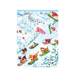 Off Leash Skateboarding Dogs van Masaki Ryo Caspari Adventskalenderkaart met 24 kleine deurtjes om te openen 18 x 13 cm met envelop
