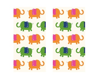 Green Orange Elephant Tissues 2 packs of 10 Caspari Tissues 4 ply 20 cm square