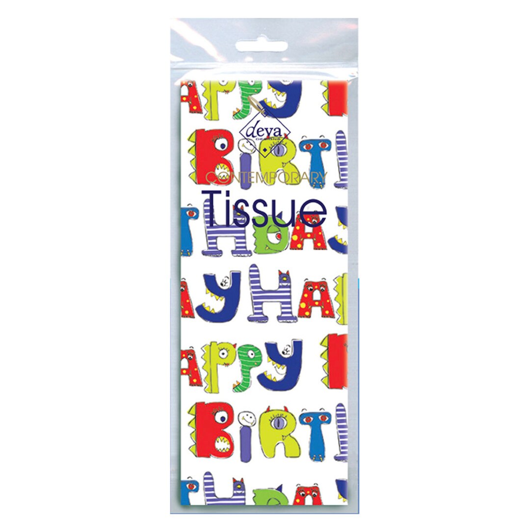 Monster Happy Birthday Deva Tissue Wrapping Paper 4 Sheets 50 X 70 Cm ...