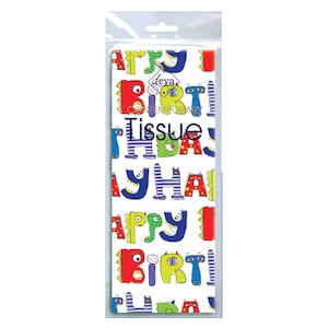 Monster Happy Birthday Deva Tissue Wrapping Paper 4 sheets 50 x 70 cm gently folded