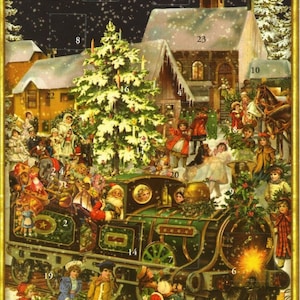 Kerstman Richard Sellmer Verlag Traditionele Duitse adventskalenderkaart 105 x 155 mm met envelop en 24 deurtjes om te openen