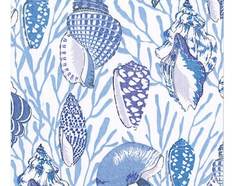 Servilletas de papel Caspari Shell Toile azules, 33 cm x 3 capas.