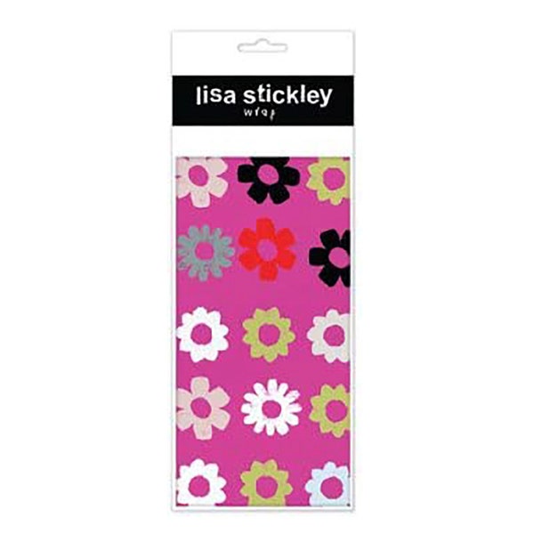 Lisa Stickley The Twist Fushia Flowers Tissue Wrapping Paper 4 sheets 50 x 75 cm folded into a pack