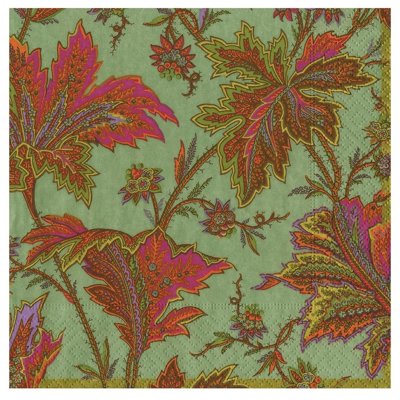 Caspari Paisley Leaves Paper Lunch Napkins