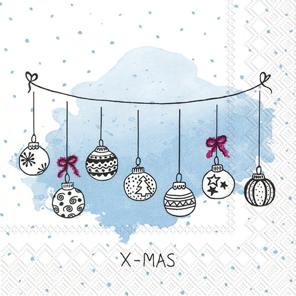 Lot De 20 Serviettes De Noël à Motifs Boules Bleues – 33x33 Cm – Idéales Pour Déco De Table, Bricolage Ou Découpage - 6