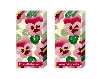 Pink Pansy Emma Bridgewater Pocket Novelty Tissues 2 packs of 10 IHR Tissues 4 ply 20 cm square