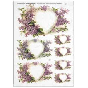 Carta di riso con cuori viola ITD Carta di riso A4 Carta di gelso per decoupage 210 x 297 mm Spedizione gratuita nel Regno Unito