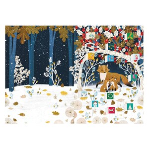 Calendrier de l'Avent Impressions de pattes dans la neige Renard avec enveloppe 170 x 120 mm Roger la Borde24 petites portes à ouvrir