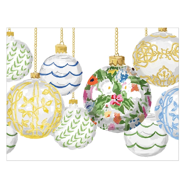 Savannah Ornaments by Dana Gibson Caspari Christmas Cards 118mm x 153mm 5 in a pack with Envelopes