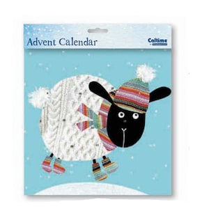 Wooly Xmas Sheep Advent Calendar 23 x 23 cm Caltime with 24 doors to open on the countdown to Christmas