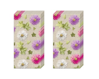 Autumn Asters Floral Pocket Novelty Tissues 2 pakjes van 10 IHR Tissues 4-laags 20 cm vierkant