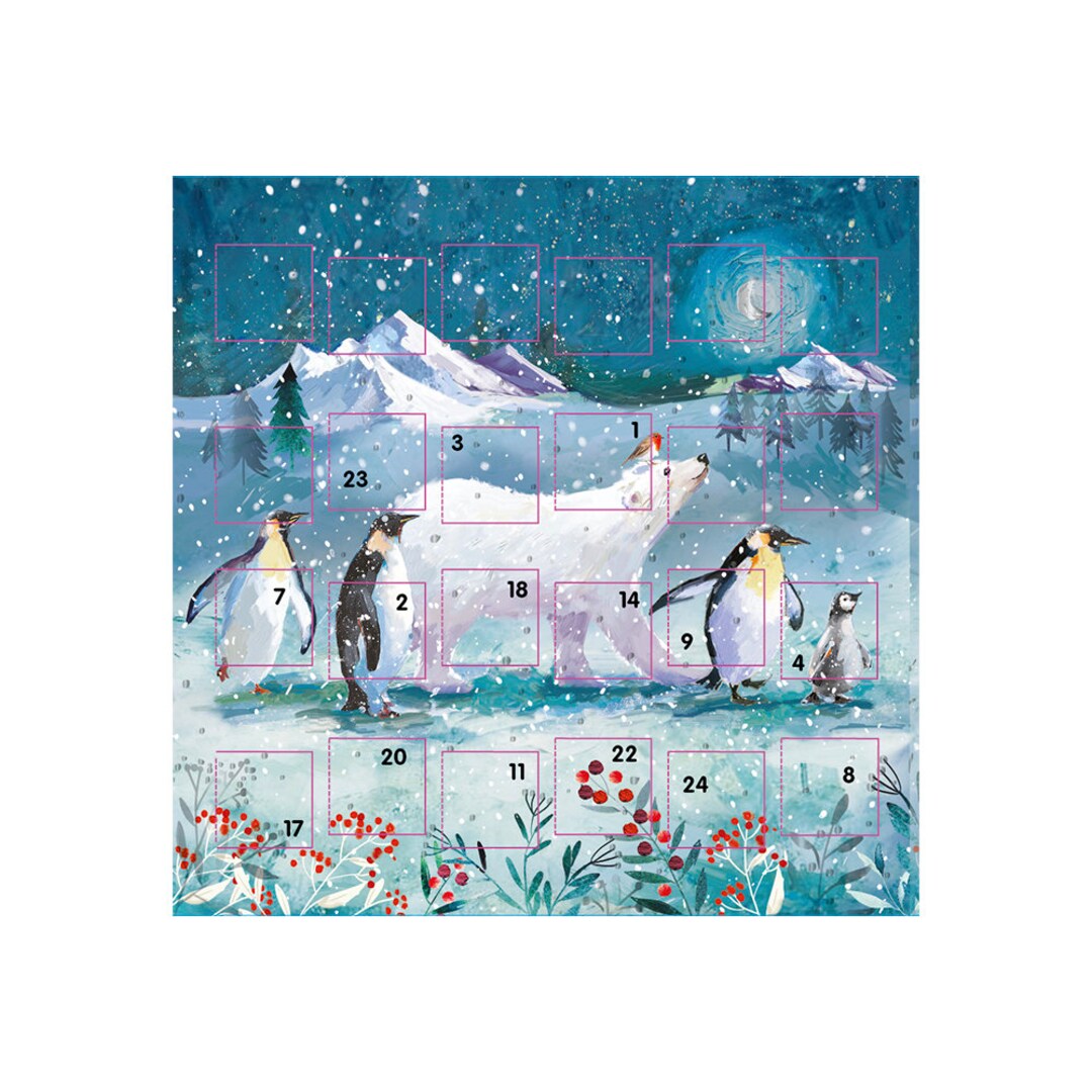 Arctic Christmas Polar Bear and Penguin Ling Advent Calendar Card 159 X ...