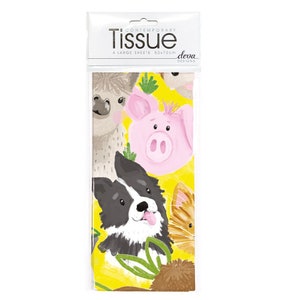 Farm Yard Zest Animals Tissue Deva Tissue Wrapping Paper 4 sheets 50 x 70 cm gently folded