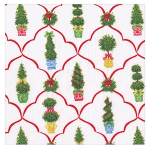 Petit Jardin De Noel Kerst Caspari-lunchservetten, vierkant 33 cm, 3 lagen