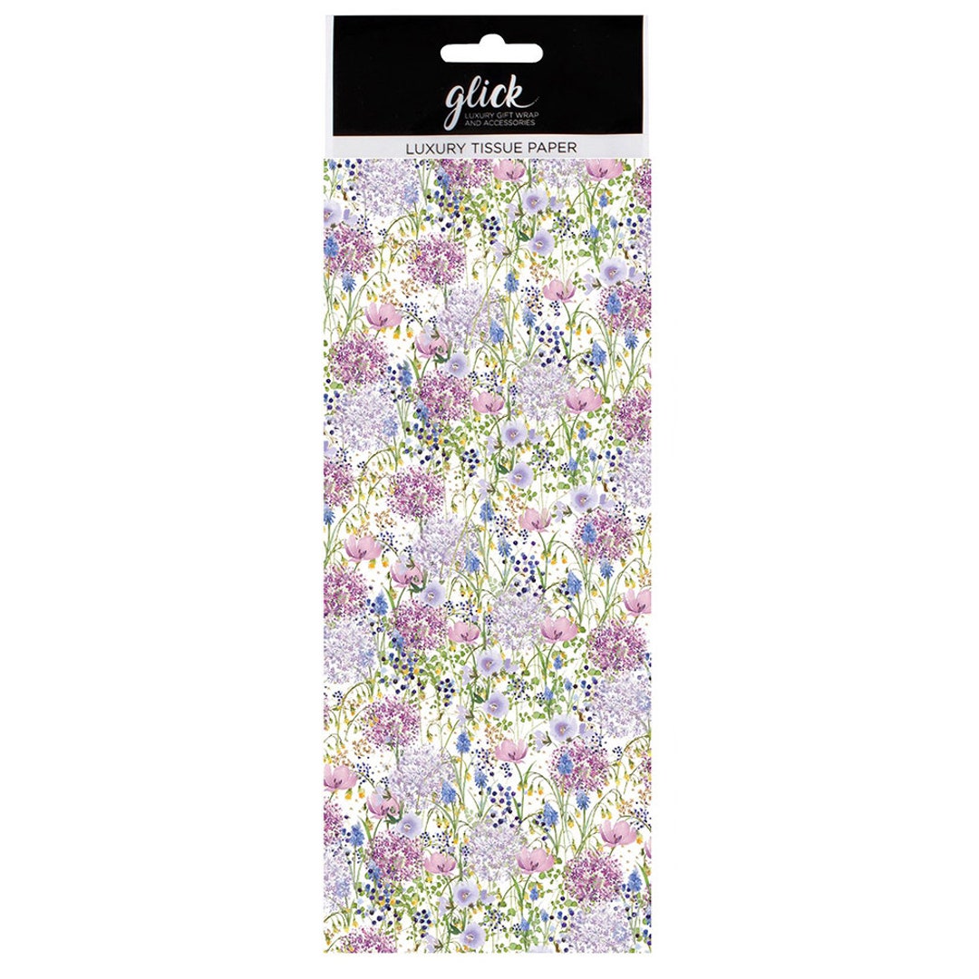 Lilac Garden Floral Glick Tissue Wrapping Paper 4 Sheets 50 X 75 Cm