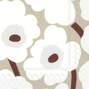 Marimekko UNIKKO White Linen Flowers Paper Table Napkins 33 cm square 3 ply lunch napkins