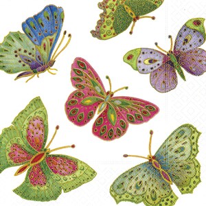 Tovaglioli di carta Caspari Jeweled Butterflies Tovaglioli da pranzo a 3 veli quadrati da 33 cm