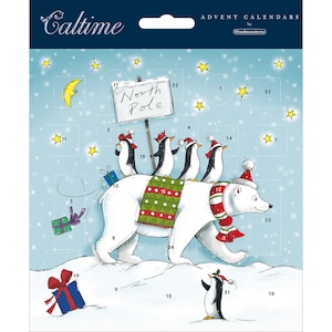 IJsbeer Noordpool Adventskalenderkaart 160 x 160 mm Caltime met envelop en 24 kleine deurtjes om te openen
