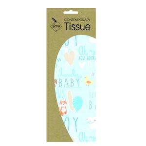 Bellissima carta da regalo in tessuto Baby Blue Deva 4 fogli 50 x 70 cm delicatamente piegati