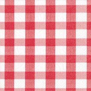 Caspari Red Gingham Check Paper Table Napkins 33 cm square 3 ply lunch napkins