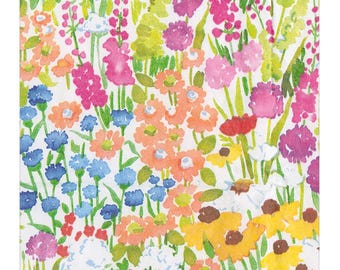 Serwetki koktajlowe papierowe Primavera Bright Flowers Caspari 25 cm, 20 szt., 3-warstwowe