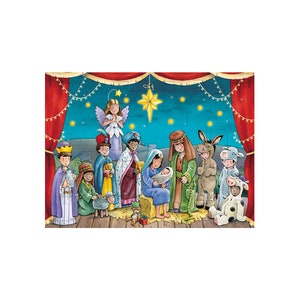 Kerststal Medici Adventskaart 151 x 203 mm met envelop en 24 kleine deurtjes om te openen