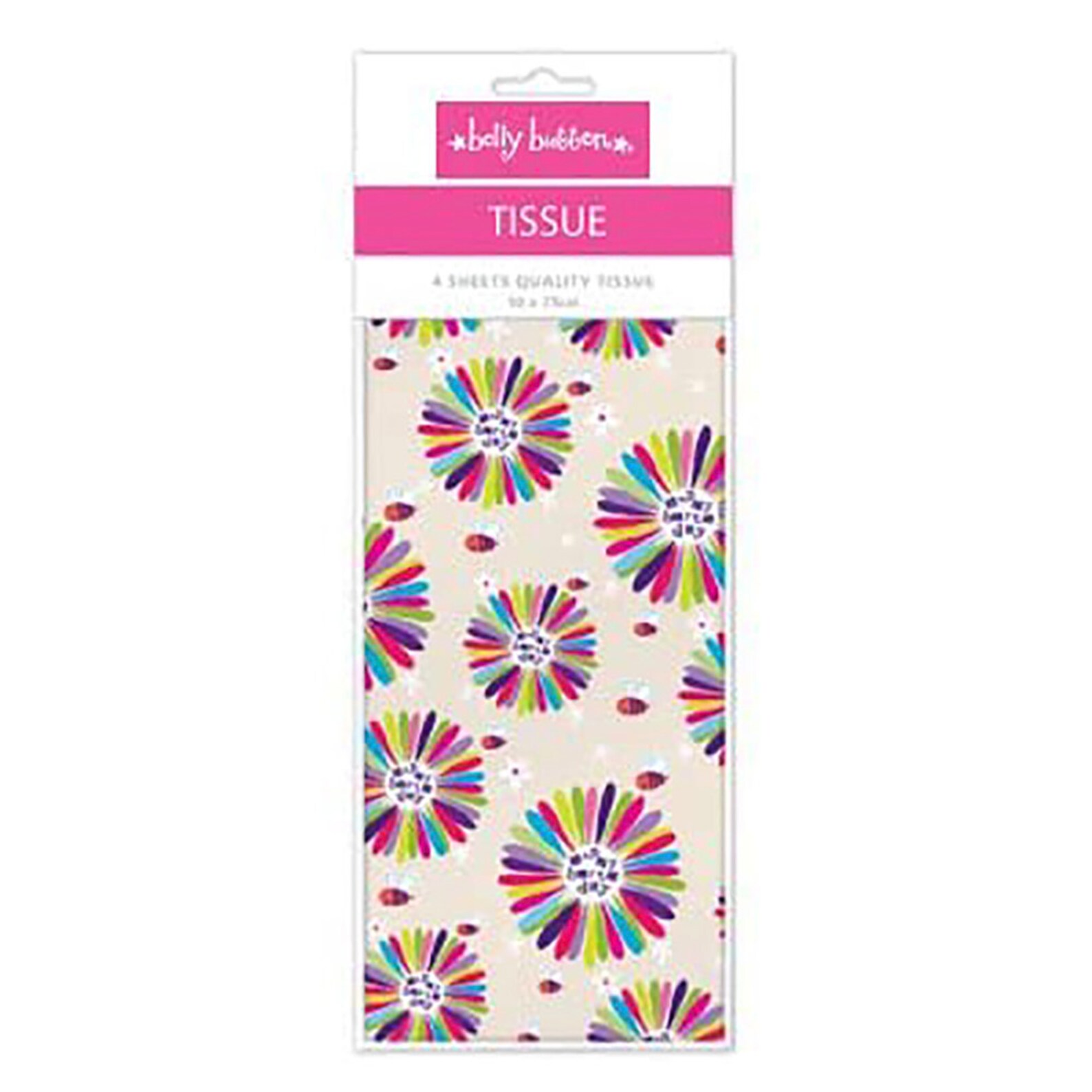 Belly Button Happy Birthday Flowers Tissue Wrapping Paper 4 Sheets 50 X ...