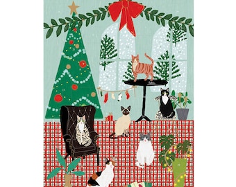 Fireside Cats Cats Roger La Borde Flat Advent Calendar 380 x 270 mm Gold Foil