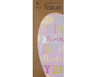 Pretty Birthday Pink Tissue Deva Tissue Wrapping Paper 4 sheets 50 x 70 cm gently folded