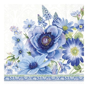 Spring Time Blues Floral IHR Papier Servietten 33 cm quadratisch 3 lagige Lunch Servietten