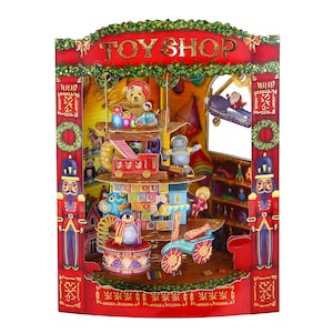 Tienda de juguetes de Navidad - 14,5 x 19,5 x 12 cm - Tarjeta navideña 3D Pop Up Swing Santoro