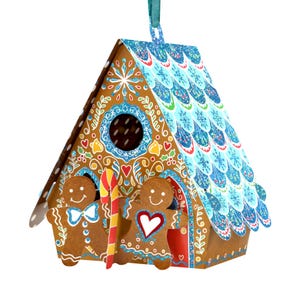 Maison en pain d'épice 13 x 15 x 4 cm - Boules de Noël 3D Pop Up Décoration de Noël Santoro