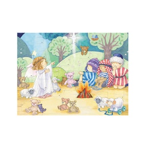 Kinderkerststal Medici Adventskaart 151 x 203 mm met envelop en 24 kleine deurtjes om te openen