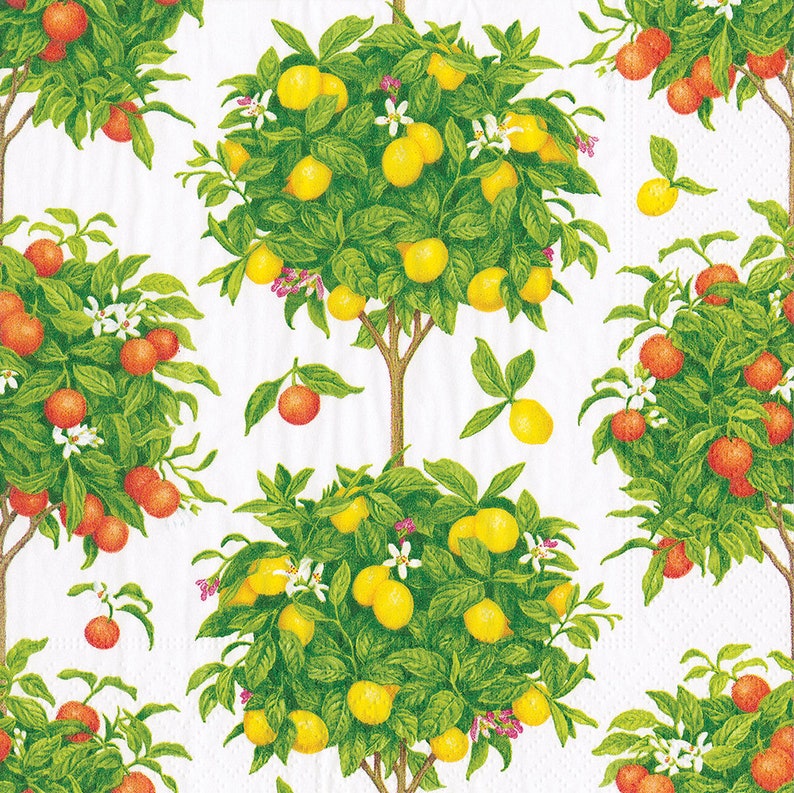 Caspari Citrus Topiary Cocktail Napkins